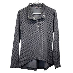 Merrell Gray Womens Indira Snap Placket‎ Long Sleeve Hi/Low Hem Pullover Medium
